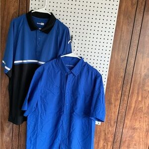 Blue Men's Polo and Button-Up Shirt Set